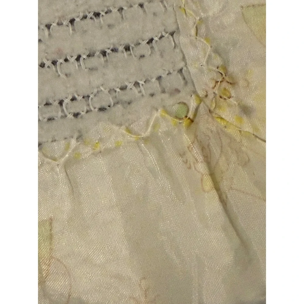 Vintage Carter's Baby Blanket Cream Yellow Satin Ruffle Trim Nursery Bear Train